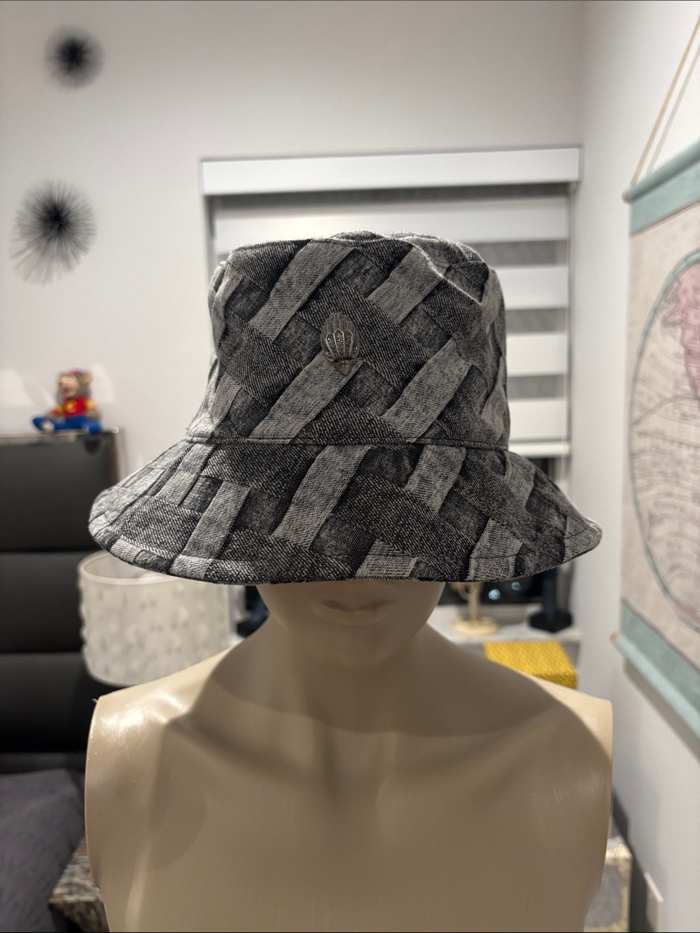 Kurt Geiger Gray Woven-Pattern Bucket Hat